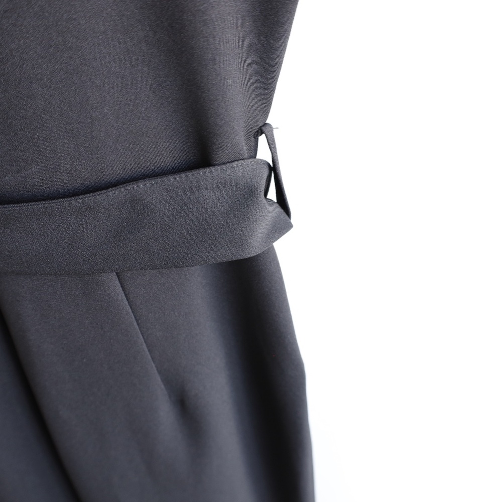 ZARA Black Pleated Ruffle Wide-Leg Belted Jumpsuit - Picture 6 of 8